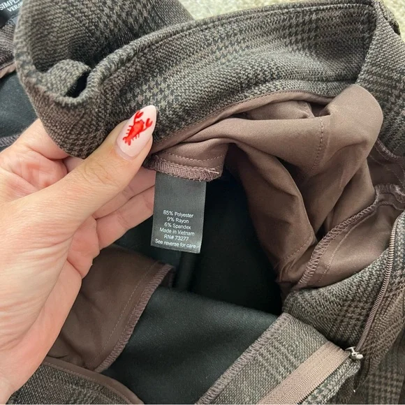 Simply Vera Vera Wang Brown Plaid Wide Leg Trousers - Picture 5 of 7